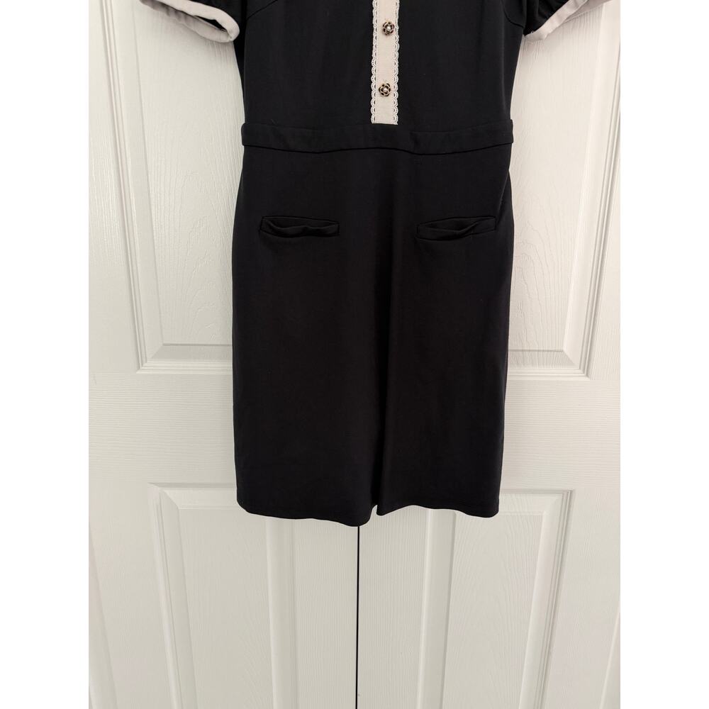 ModCloth Scholastic Classic Collared Mini Dress Black White Academia Preppy Chic - Picture 6 of 9